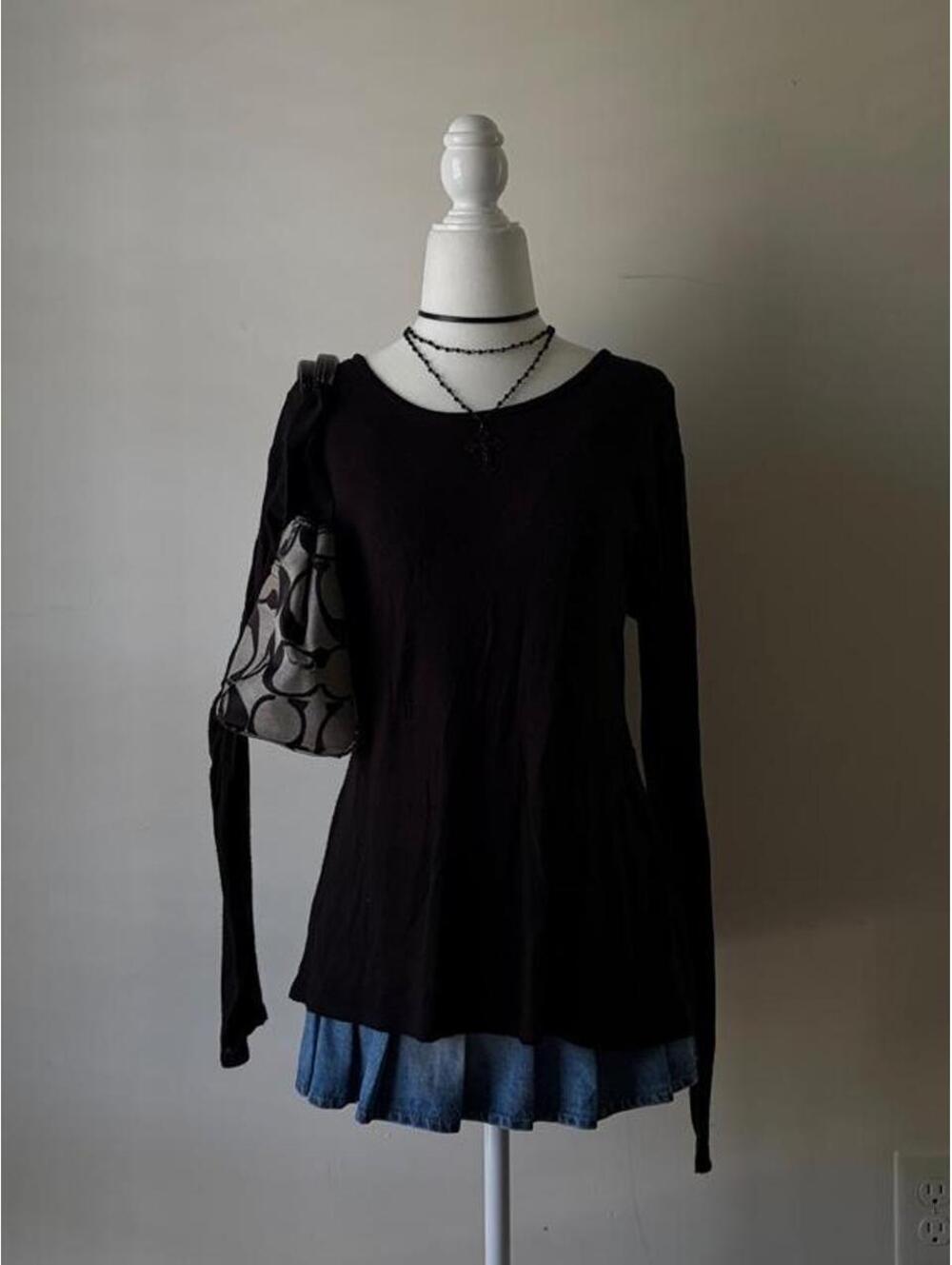 Y2K Forever 21 Black Semi Sheer Long Sleeve Top